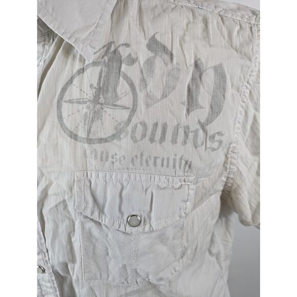 Guess Men's XL Button Down Shirt Graphic Pocket Y2K Western Graphic Pearl Snap - Picture 10 of 16